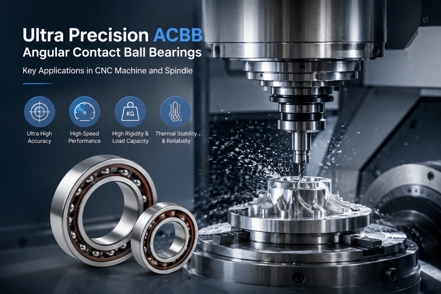 Rodamiento de bolas de contacto angular ACBB de ultra precisión: aplicaciones clave en la máquina CNC y el husillo